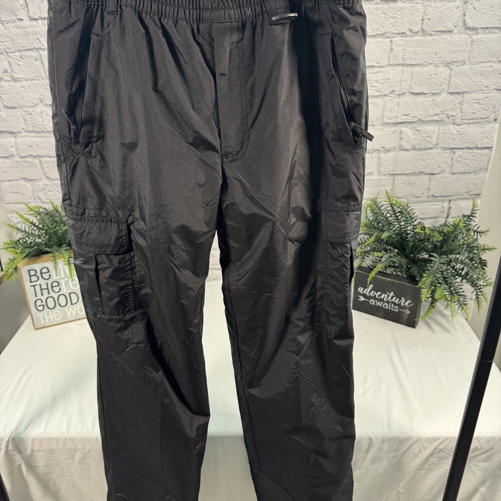 Sport Essentials Black Nylon Elastic Waist Track Cargo Pants 14 Lined